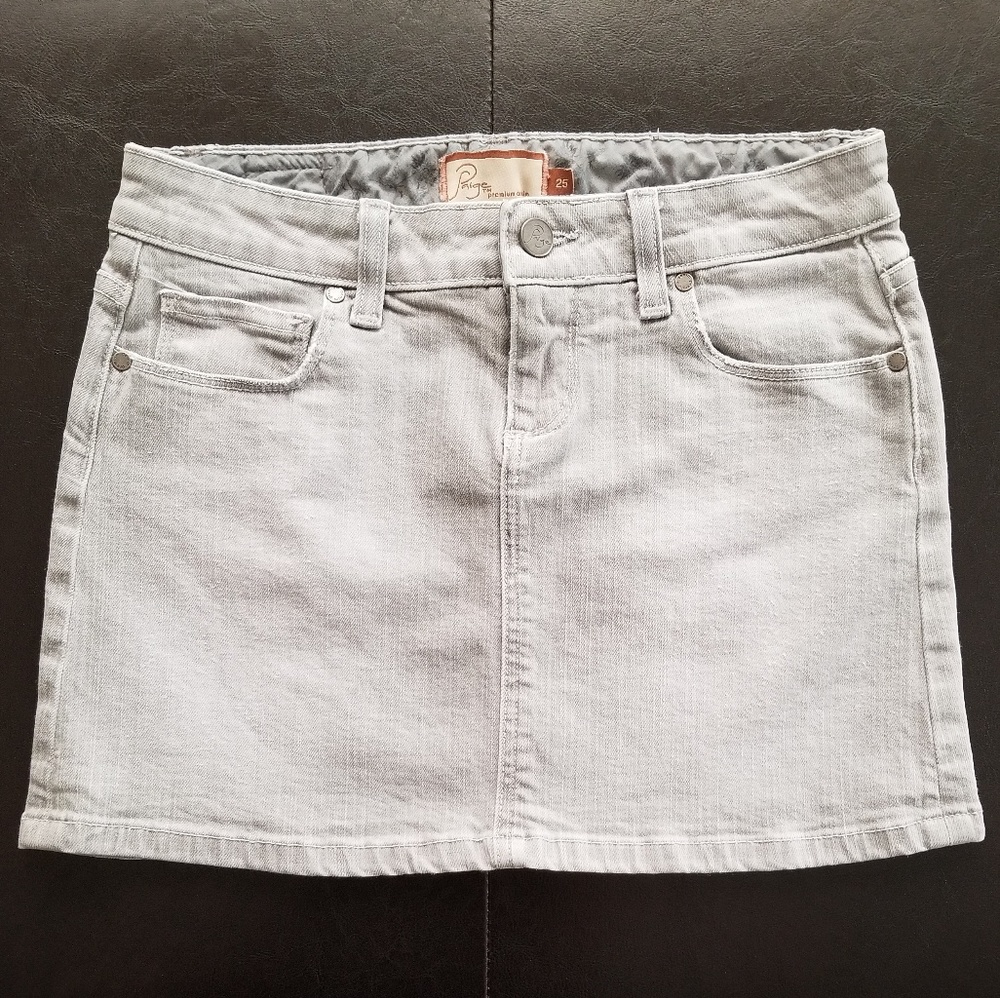 PAIGE Silver Grey Demin Mini Skirt